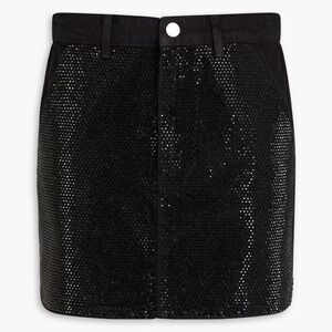 Crystal-embellished denim mini skirt